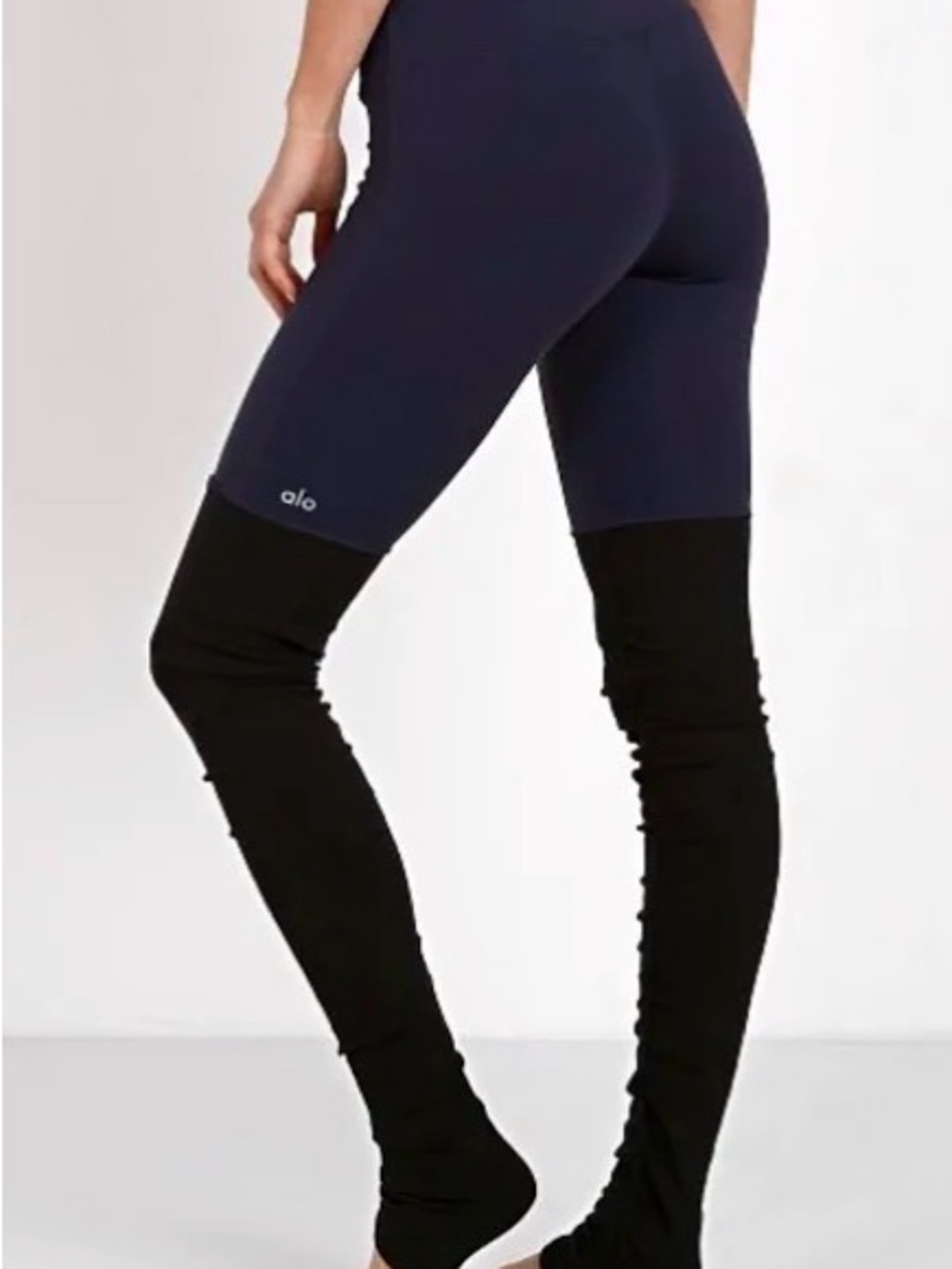 ALO Yoga Colorblock Navy and Black Goddess High-Rise Leggings